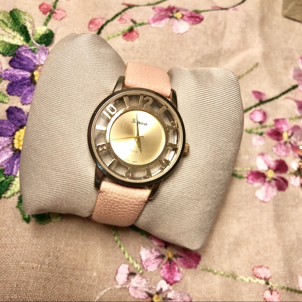 Geneva Pink Faux Leather Watch